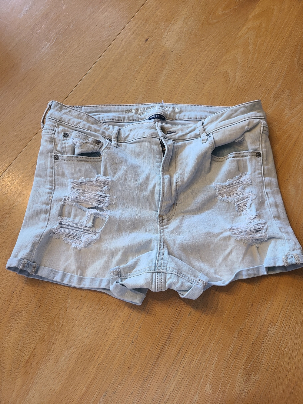 American Eagle Outfitters Light Wash Distressed Jean Shorts